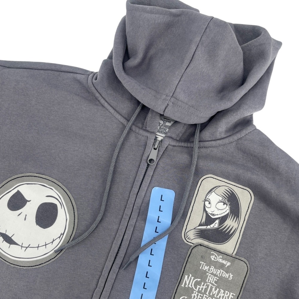 Disney The Nightmare Before Christmas Large Multi Patch Full Zip Hoodie NEW‎